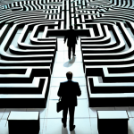 Regulatory Maze**

A person stands at the entrance of a vast, complex maze constructed of legal documents and bureaucratic forms. The scene is brightly lit, but the maze casts long, confusing shadows. Focus on conveying a sense of overwhelming complexity and the need for guidance. "Brazilian regulatory environment," "compliance," "business challenges," "paperwork," "intricate details," "professional illustration," "high resolution," "safe for work," "appropriate content," "fully clothed," "professional."

**