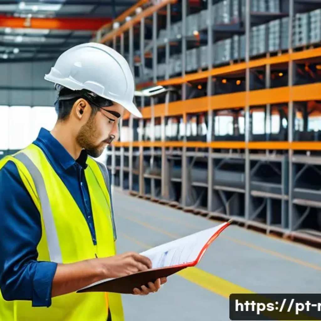 규제요원의 실습 과정 리뷰 - A professional regulatory agent conducting an on-site inspection at a modern Brazilian industrial fa...
